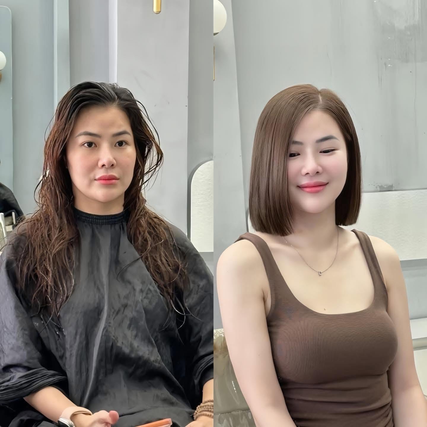 ภาพเปรียบเทียบจากผมยาวเป็นผมบ๊อบสั้น